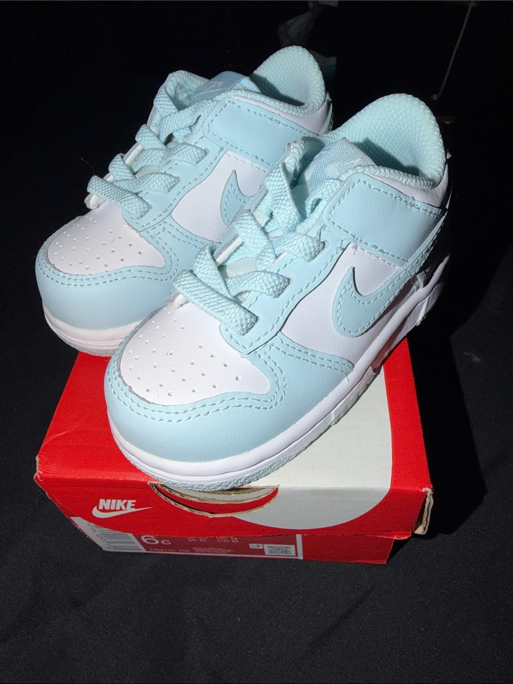 Nike Kids Mint Blue and White Low-Top Sneakers